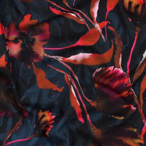 Puuvillajersey Ilmeikk&auml;&auml;t kukat Digitaalipainatus &ndash; y&ouml;nsininen/ryp&auml;le, 