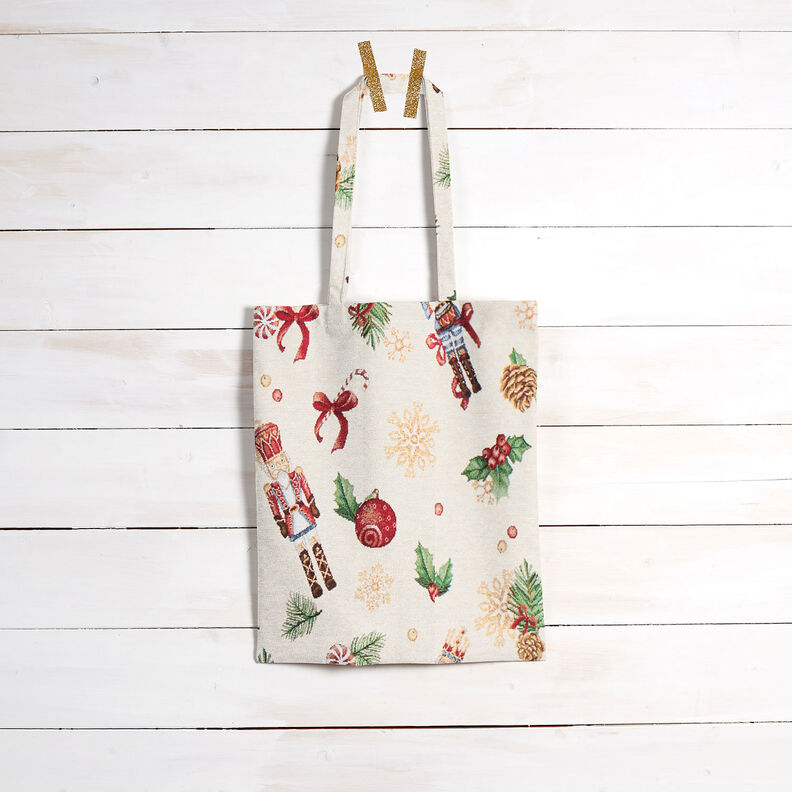 Sisustuskangas Gobeliini Juhlavat pähkinänsärkijät – vaalea beige/punainen,  image number 7