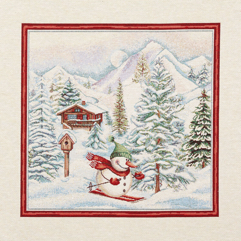 Koristepaneeli Gobeliini Lumiukko – karmiininpunainen/vaalea beige,  image number 1