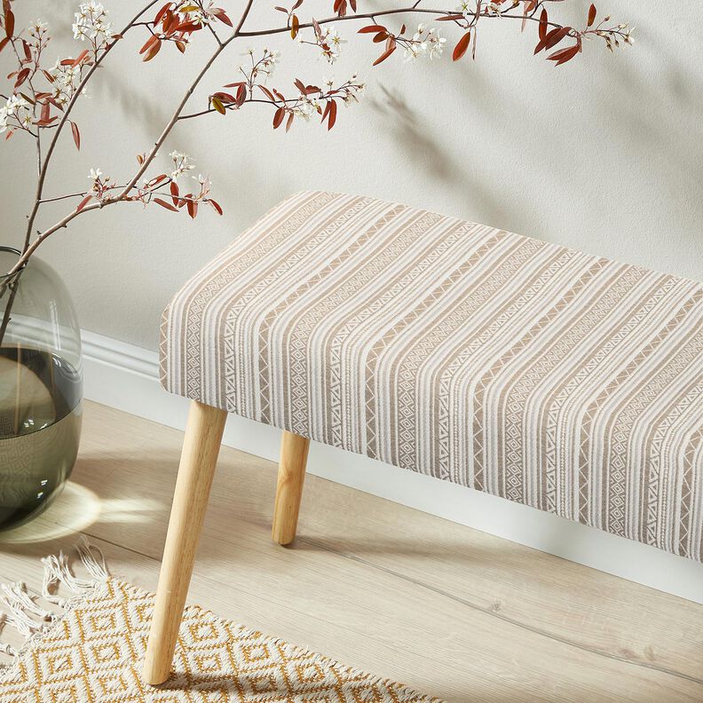 Sisustuskangas Jacquard Etnoraidat &ndash; anemone/villanvalkoinen,  image number 5