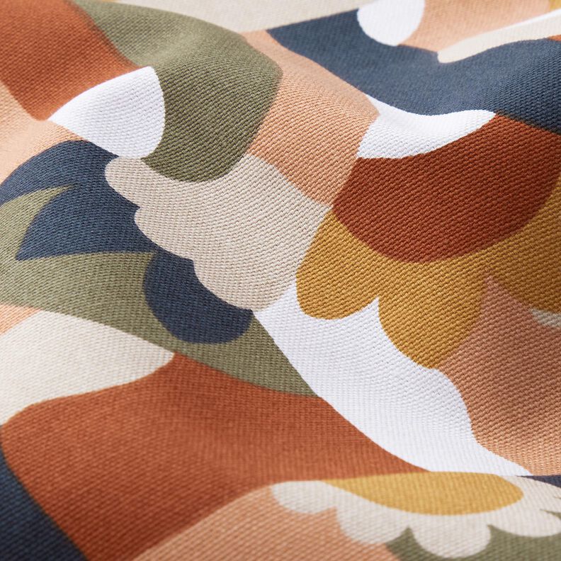 Sisustuskangas Puolipanama Abstraktit retrokukat – valkoinen/kupari,  image number 2