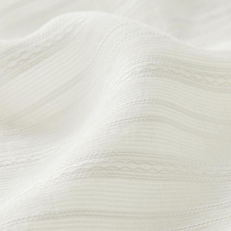 Kevyt paitapuserokangas Läpikuultavat raidat – valkoinen,  image number 2