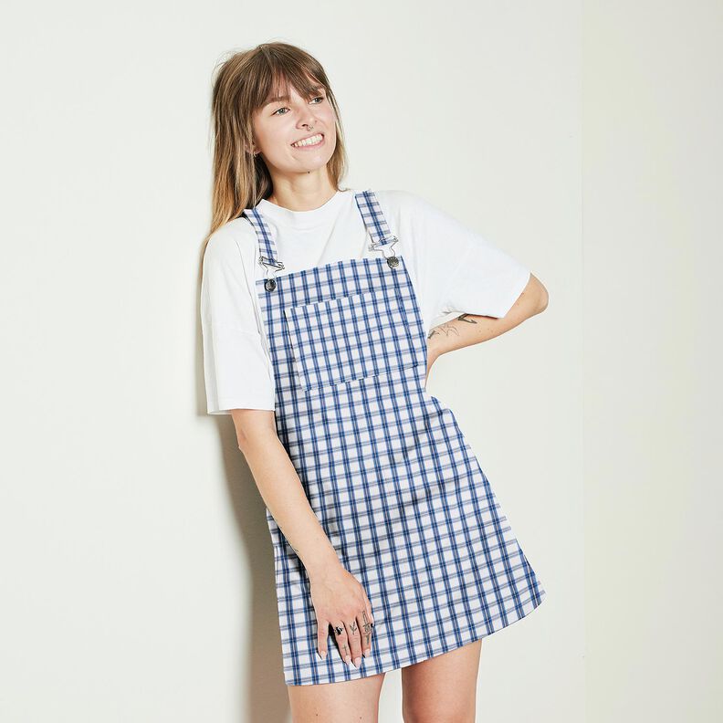 Puuvillakangas Paitaruutu &ndash; valkoinen/sininen,  image number 5