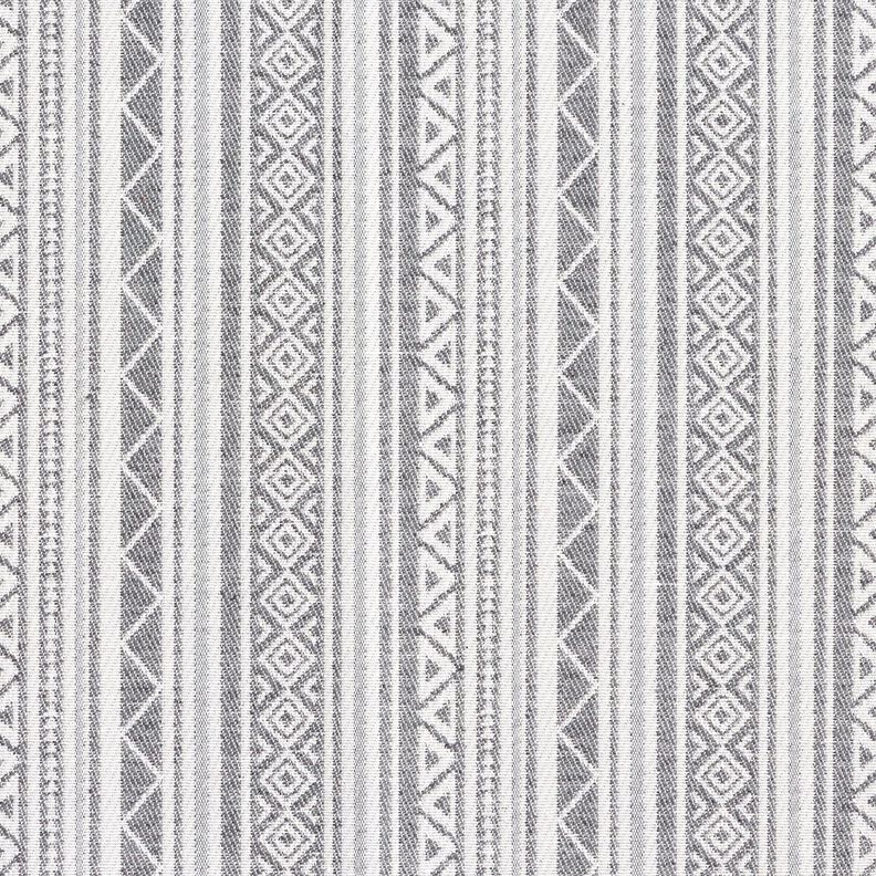 Sisustuskangas Jacquard Etnoraidat &ndash; harmaa/villanvalkoinen,  image number 1