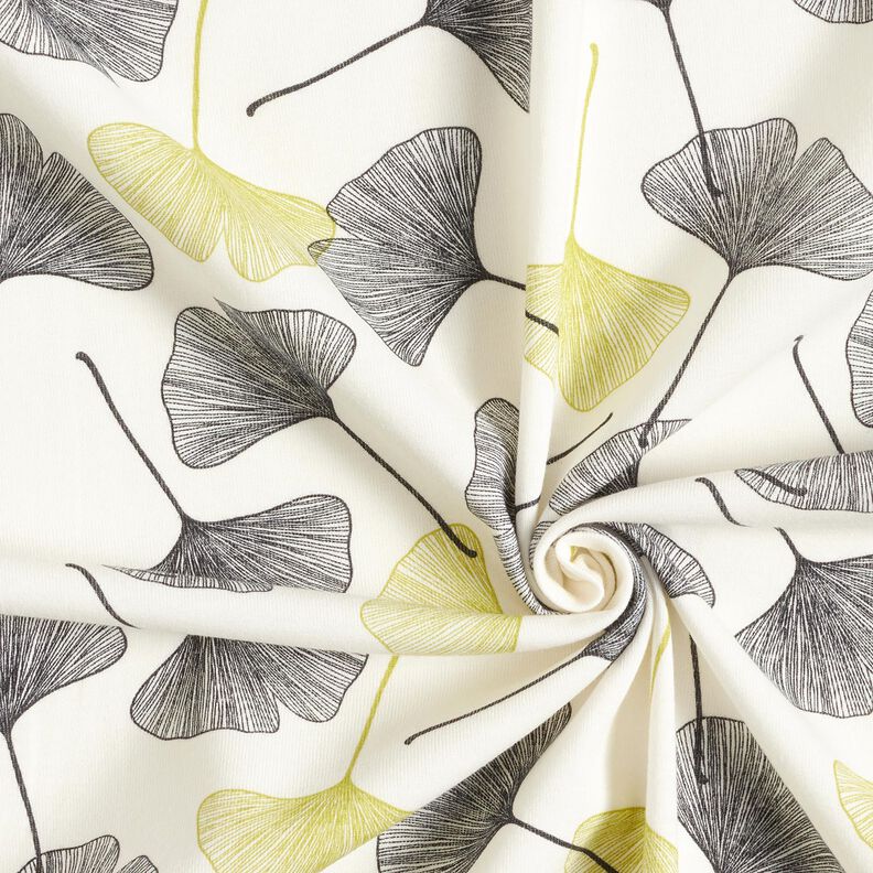 Puuvillajersey Neidonhiuspuun lehdet &ndash; villanvalkoinen/lime green,  image number 3