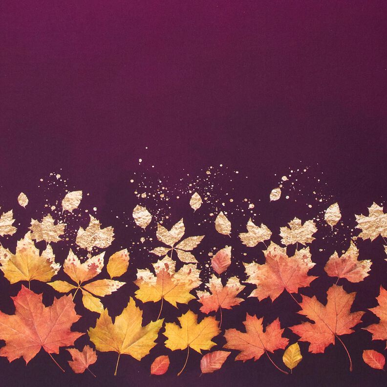 French Terry Reunuskangas Vaahteranlehdet | Glitzerp&uuml;ppi &ndash; merlot/vanhakulta,  image number 1