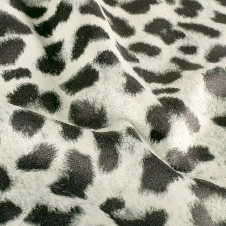 Joustava veluuri, lumileopardikuvio – norsunluu/musta,  image number 2