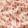 Puuvillakangas Kretonki s&ouml;p&ouml;t kuuset &ndash; luonnonv&auml;rinen/karmiininpunainen,  thumbnail number 2