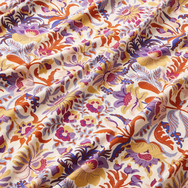 Viskoosijersey Kukat ja ornamentit | Katia Fabrics – kerma/laventeli,  image number 2