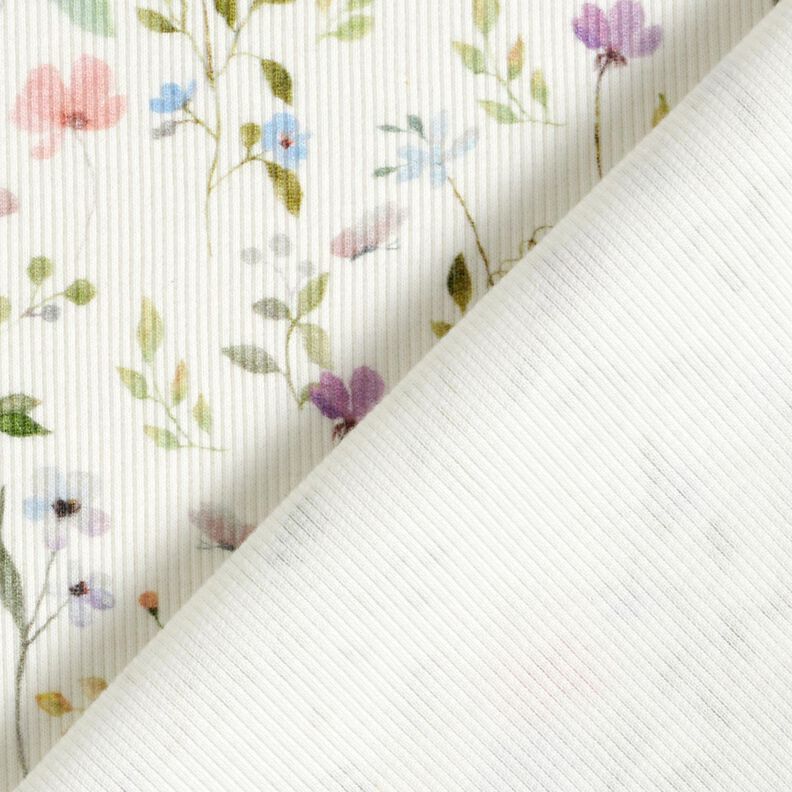 Ribbijersey Akvarellikukkaketo – norsunluu,  image number 4