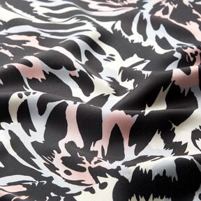 Kreppisatiini Abstraktit ter&auml;lehdet &ndash; musta/hopea, 