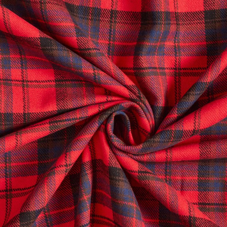Puuvillaflanelli Ruutu &ndash; chili/indigo,  image number 3