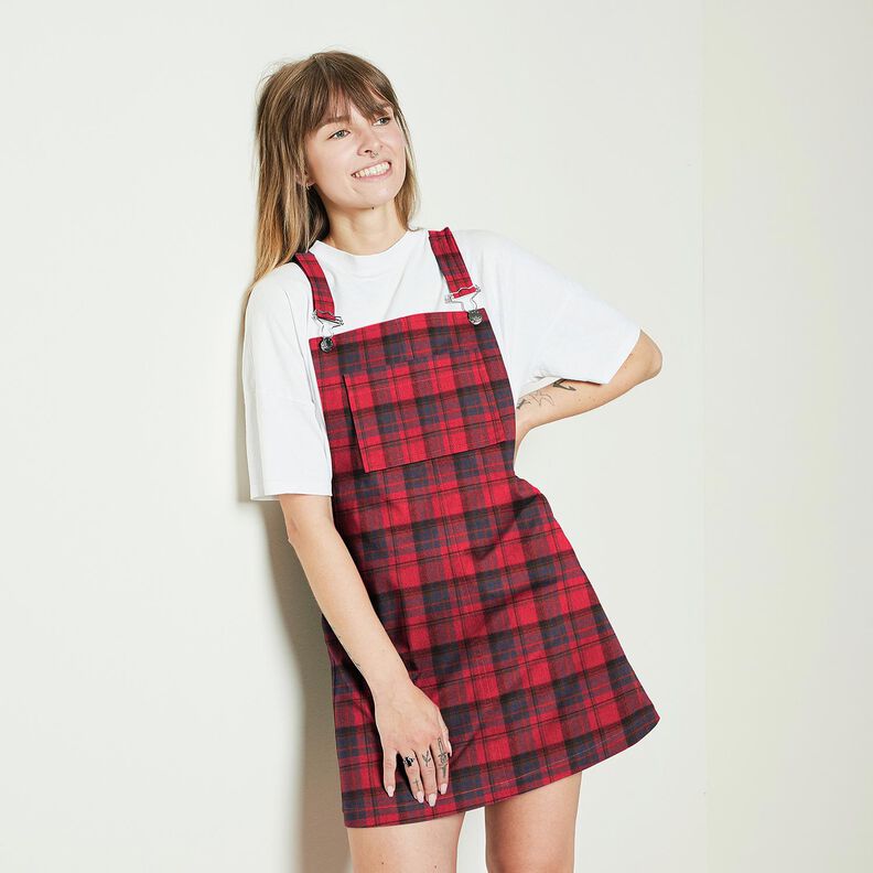 Puuvillaflanelli Ruutu &ndash; chili/indigo,  image number 5