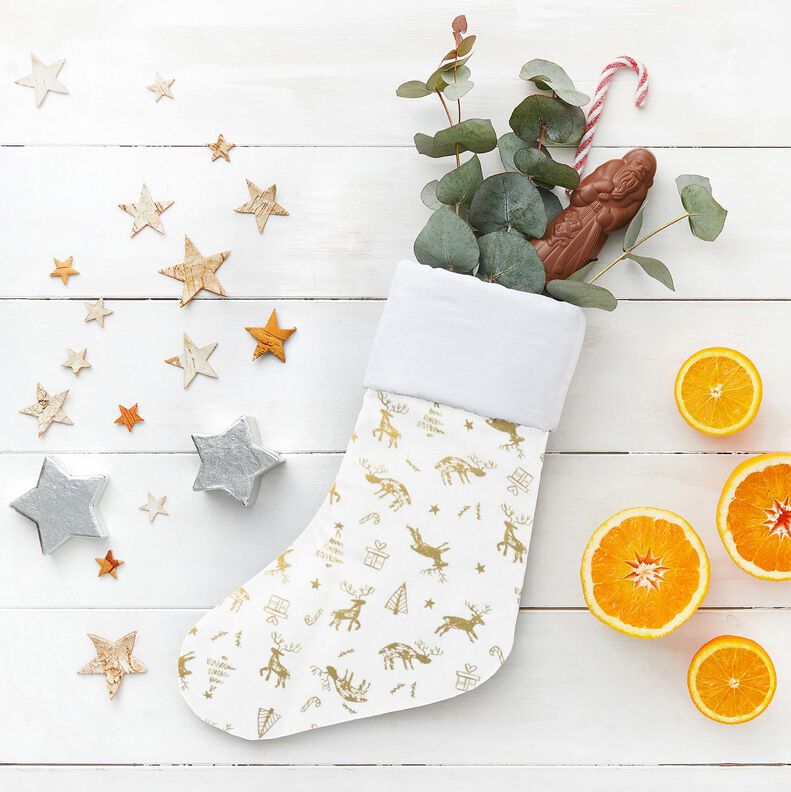 Puuvillakangas Kretonki Porot ja tähdet – norsunluu/kulta,  image number 5