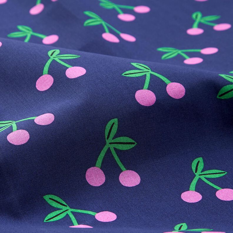 Pinnoitettu puuvilla Sievät kirsikat – laivastonsininen,  image number 2