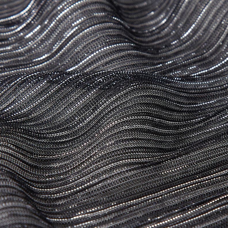 Läpikuultava plisee Kimalleraidat – musta,  image number 2