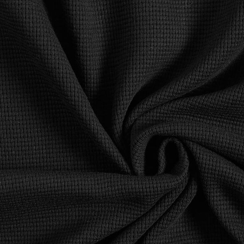 Minivohvelijersey Puuvilla Yksivärinen – musta,  image number 1