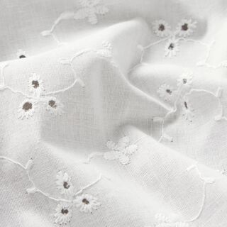 Puuvillakangas Reikäkirjonta Kukat ja köynnökset – valkoinen, 