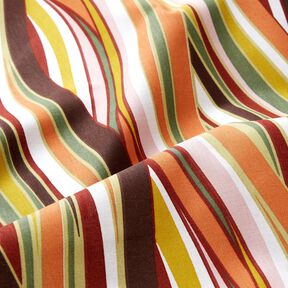 Puuvillakangas Kretonki Kaarevat raidat &ndash; valkoinen/vaaleanoranssi, 