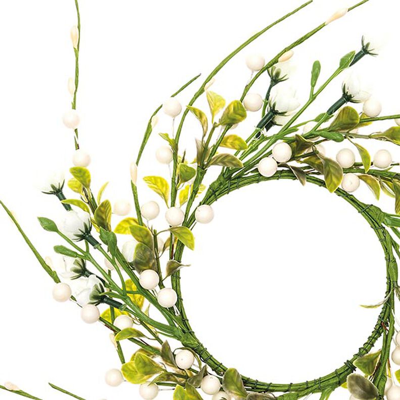 Koriste Kukkakranssi marjoilla [Ø11 cm/ 39 cm] – valkoinen/vihreä,  image number 2