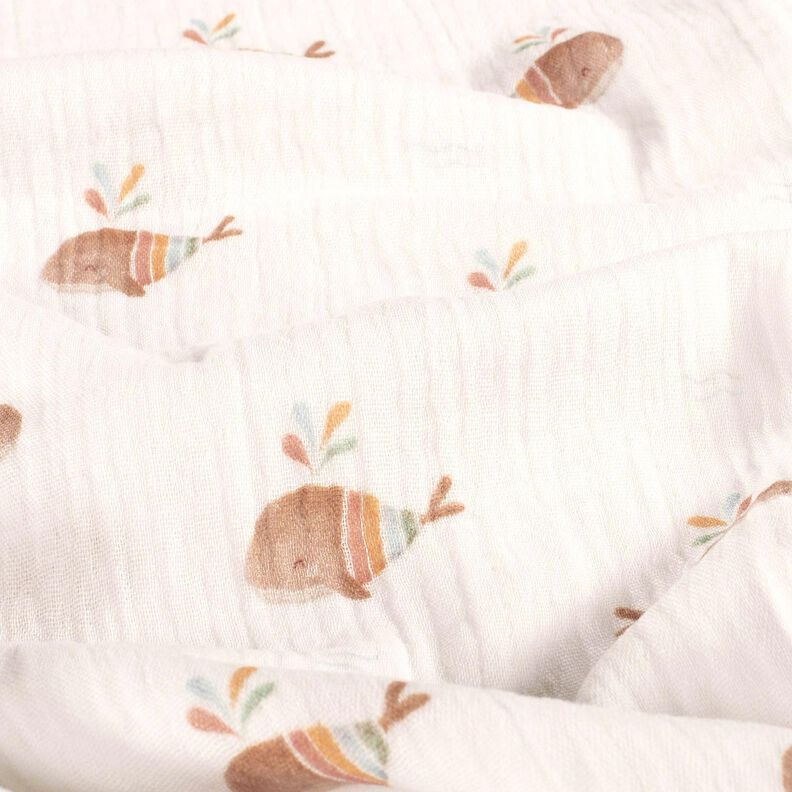 Musliini-/kaksikerroksinen kangas Raidallinen valas Digitaalipainatus – norsunluu,  image number 2