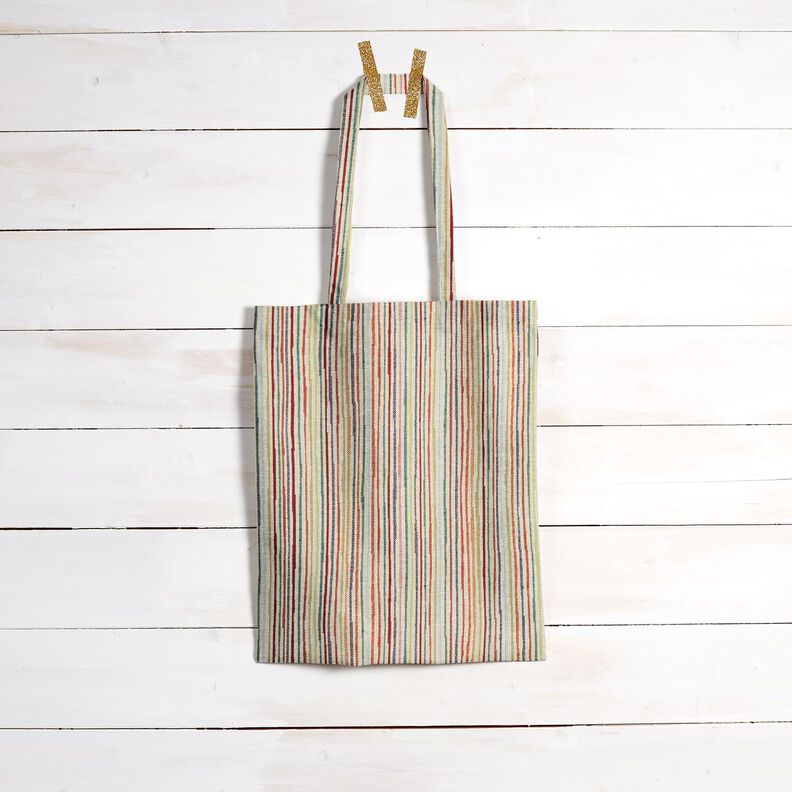 Sisustuskangas Gobeliini Värikkäät raidat – vaalea beige/karmiininpunainen,  image number 7