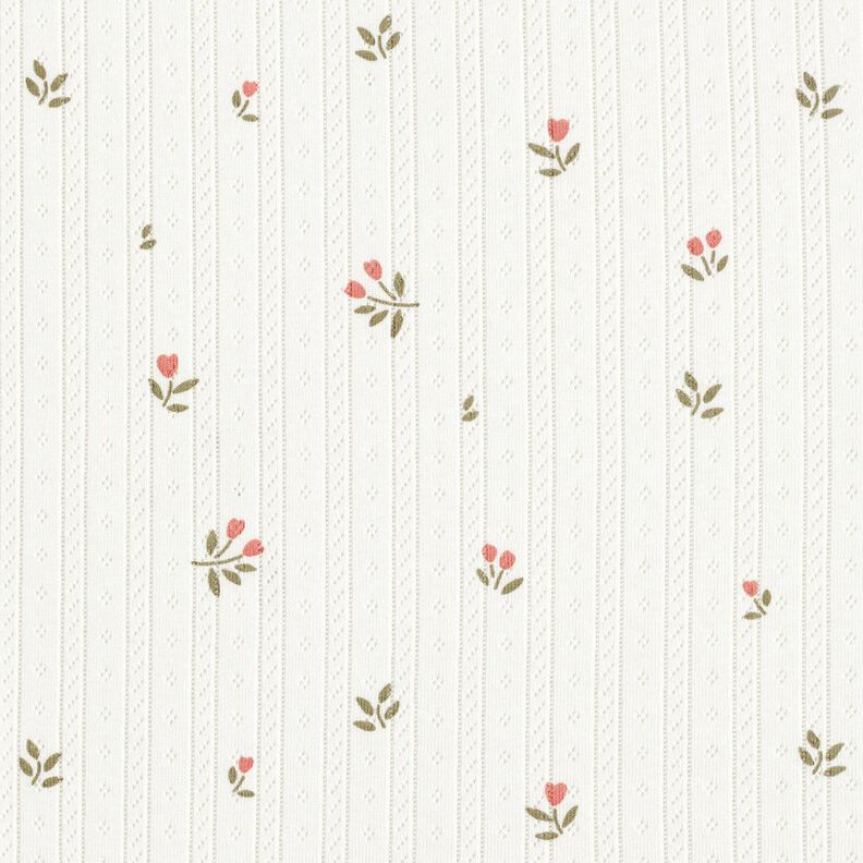 Ajour Puuvillajersey Tulppaanit – norsunluu,  image number 1