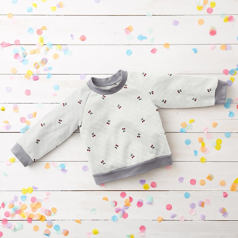 Doubleface Jersey Kirsikat – norsunluu,  image number 6