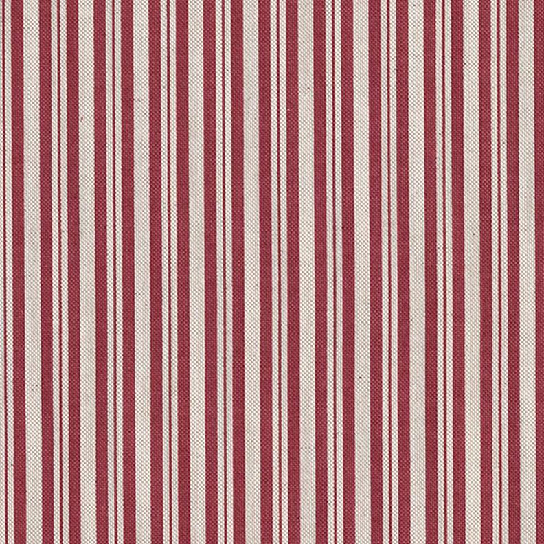 Sisustuskangas Puolipanama Ohuet raidat – bordeauxin punainen/luonnonvärinen,  image number 1