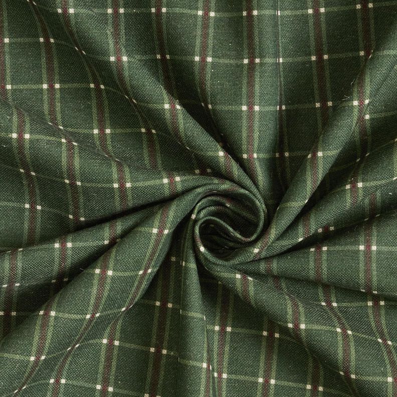 Sisustuskangas Puolipanama Tyylik&auml;s ruutu &ndash; kuusenvihre&auml;/karmiininpunainen,  image number 3