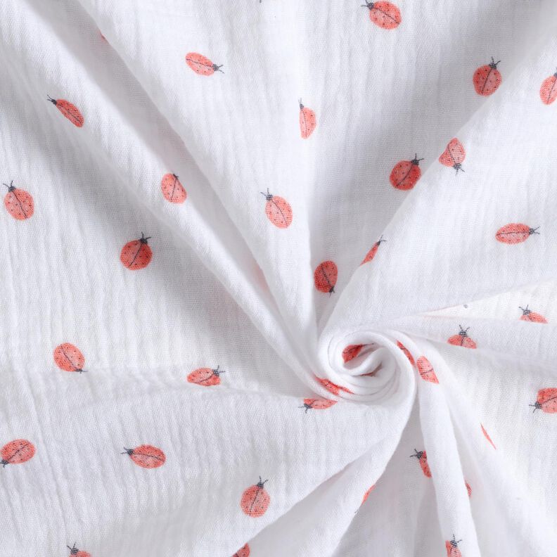 Musliini-/kaksikerroksinen kangas Lepp&auml;kerttu Digitaalipainatus | Poppy Fabrics &ndash; valkoinen,  image number 3