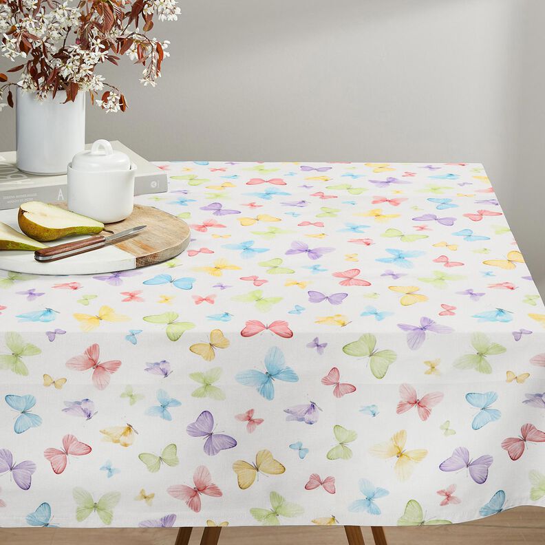 Sisustuskangas Puolipanama Herkät perhoset – valkoinen/pastellinvihreä,  image number 7