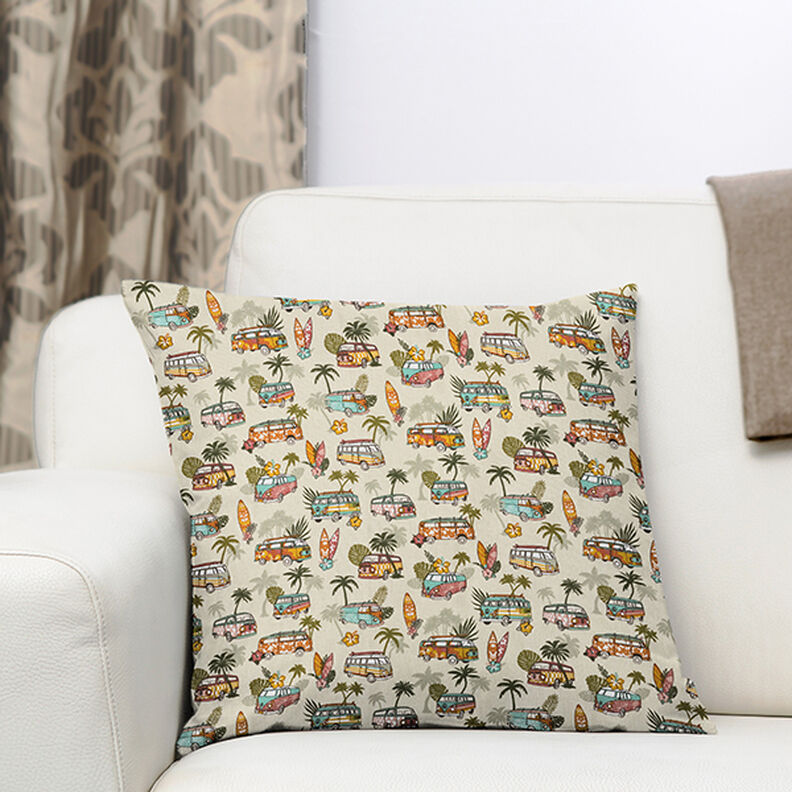 Puuvillakangas Kretonki Roadtrip Surf – beige,  image number 7