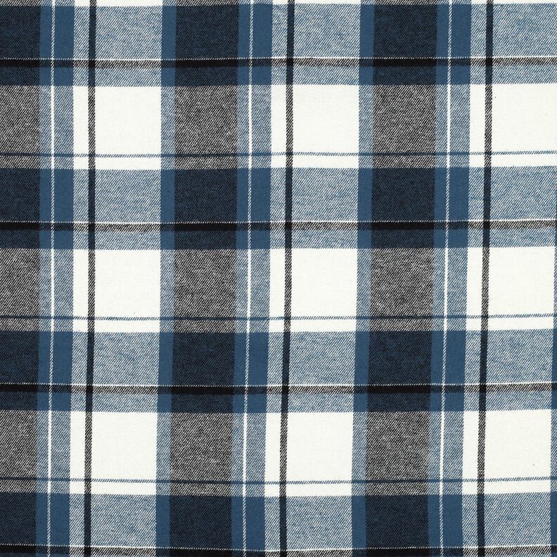 Puuvillaflanelli Iso ruutu – farkunsininen/villanvalkoinen,  image number 1