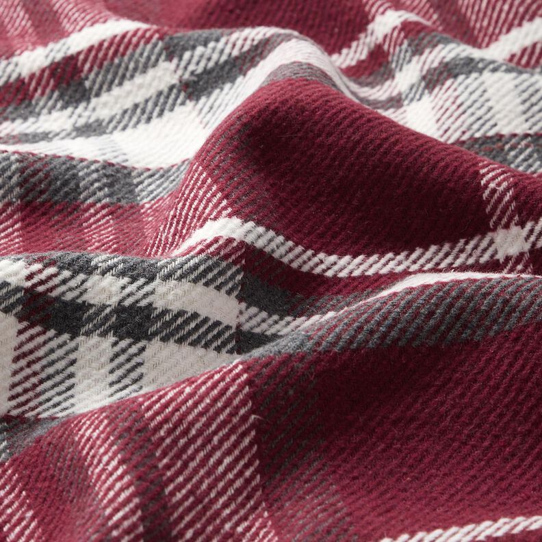 Takkikangas ruudullisella turkiskääntöpuolella – bordeauxin punainen/savenharmaa,  image number 2