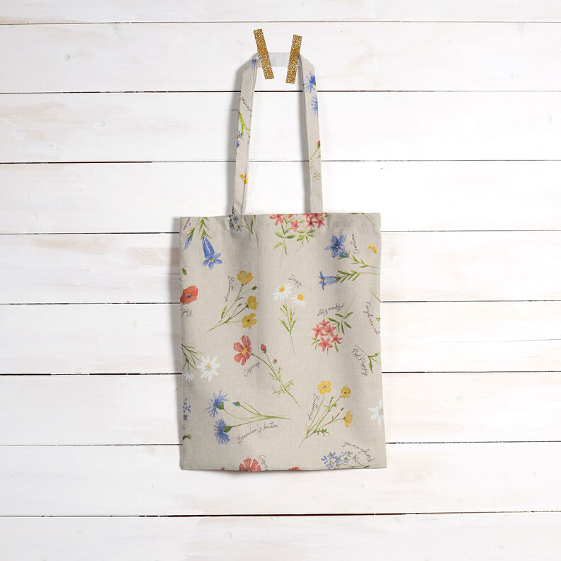 Sisustuskangas Puolipanama Alppikukat – luonnonvärinen/sininen,  image number 8