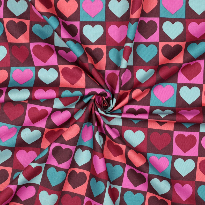 Puuvillapopliini timanttisydämet | Poppy Fabrics – viininpunainen,  image number 3