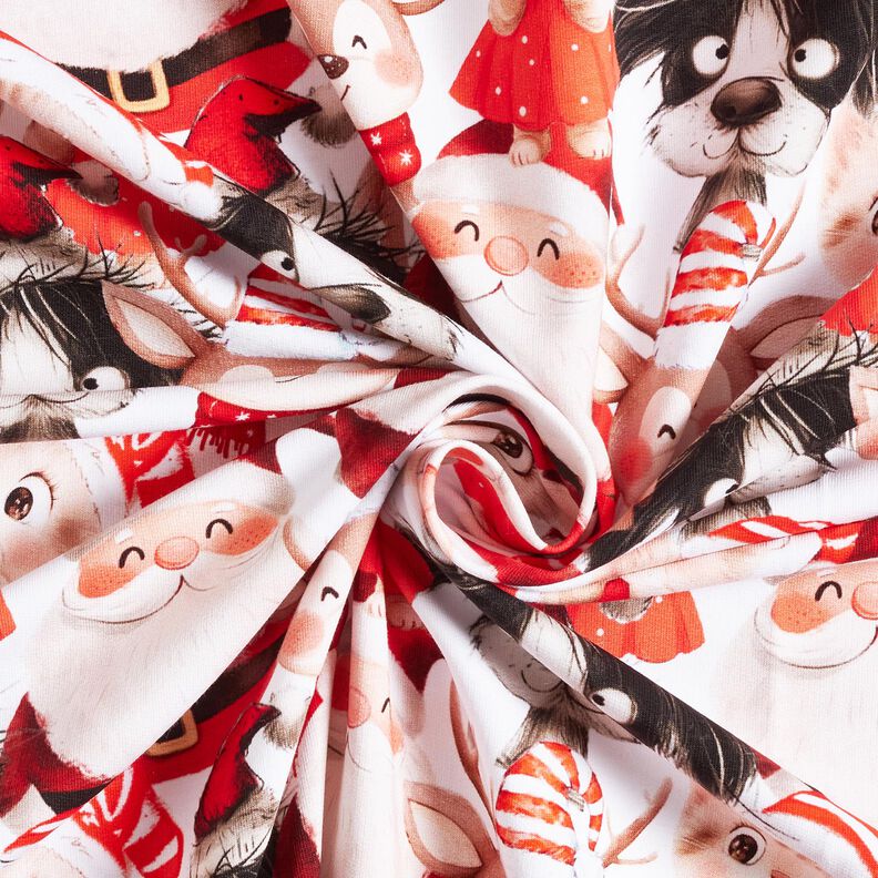 French Terry Kesäcollege Eläimet joulupuvuissa Digitaalipainatus – valkoinen/chili,  image number 3