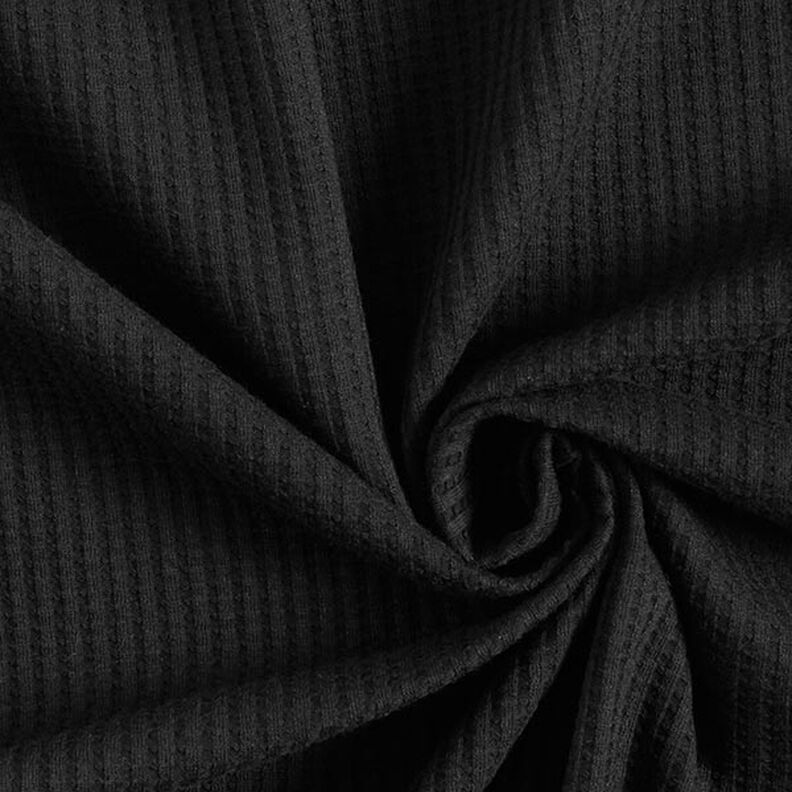 Puuvillainen vohvelijersey Yksivärinen – musta,  image number 1
