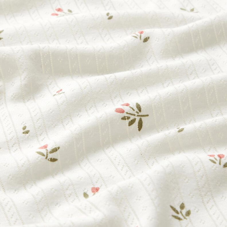 Ajour Puuvillajersey Tulppaanit – norsunluu,  image number 2