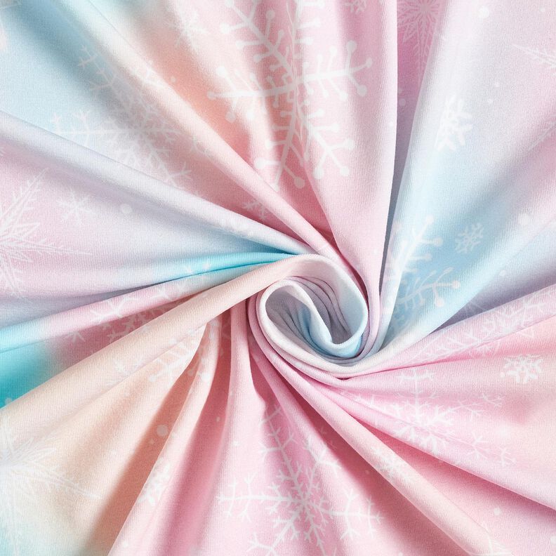 Puuvillajersey Lumihiutaleet Akvarelli Liukuv&auml;ri | Glitzerp&uuml;ppi &ndash; j&auml;&auml;nsininen/ruusunpunainen,  image number 3