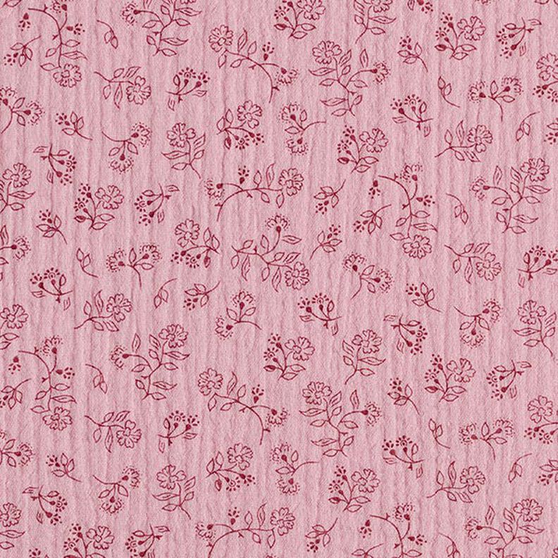 Musliini-/kaksikerroksinen kangas pienet kukkaköynnökset – roosa,  image number 1