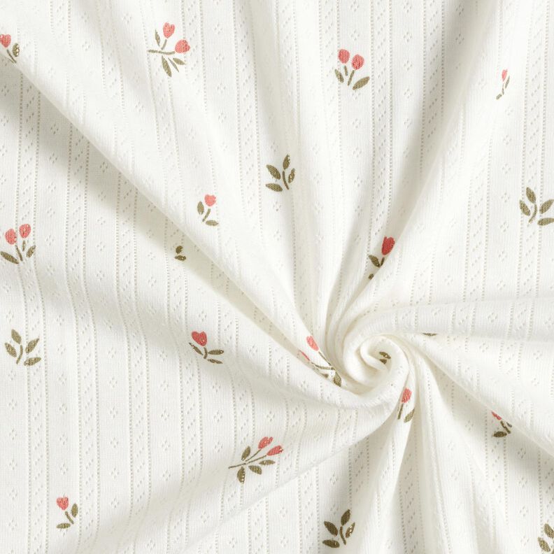 Ajour Puuvillajersey Tulppaanit – norsunluu,  image number 3