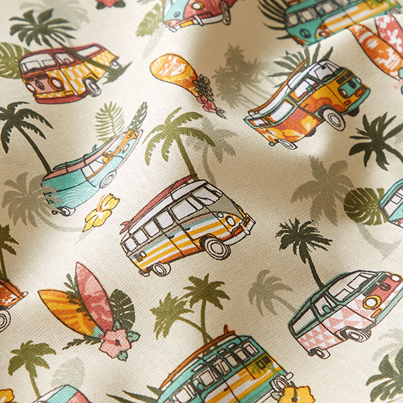 Puuvillakangas Kretonki Roadtrip Surf – beige,  image number 2