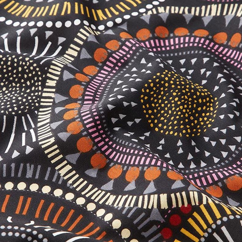 Puuvillakangas Kretonki Mandala – musta,  image number 2