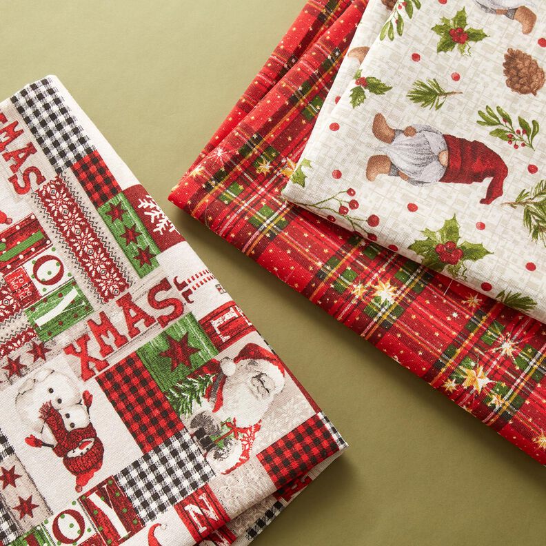 Sisustuskangas Canvas Tonttu ja myssy – vaalea beige/tummanpunainen,  image number 5