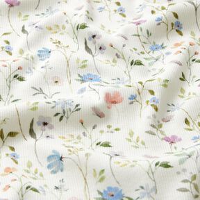 Ribbijersey Akvarellikukkaketo – norsunluu, 