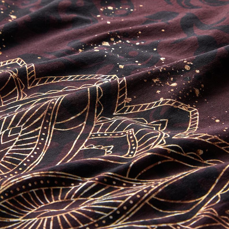 PuuvillajerseyReunuskangas Mandala ja kultaiset pilkut | Glitzerp&uuml;ppi &ndash; mustanruskea/kulta,  image number 7