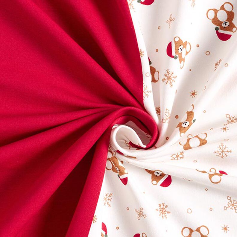Paneeli French Terry Kesäcollege Joulunalle – villanvalkoinen/punainen,  image number 4