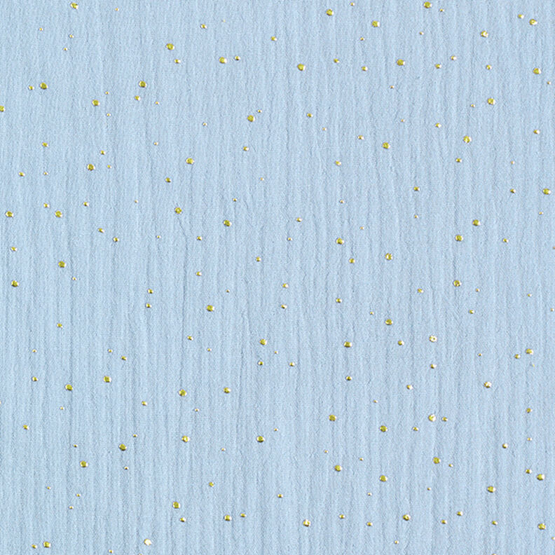 Puuvillamusliini sirotellut kultapilkut – vaaleansininen/kulta,  image number 1